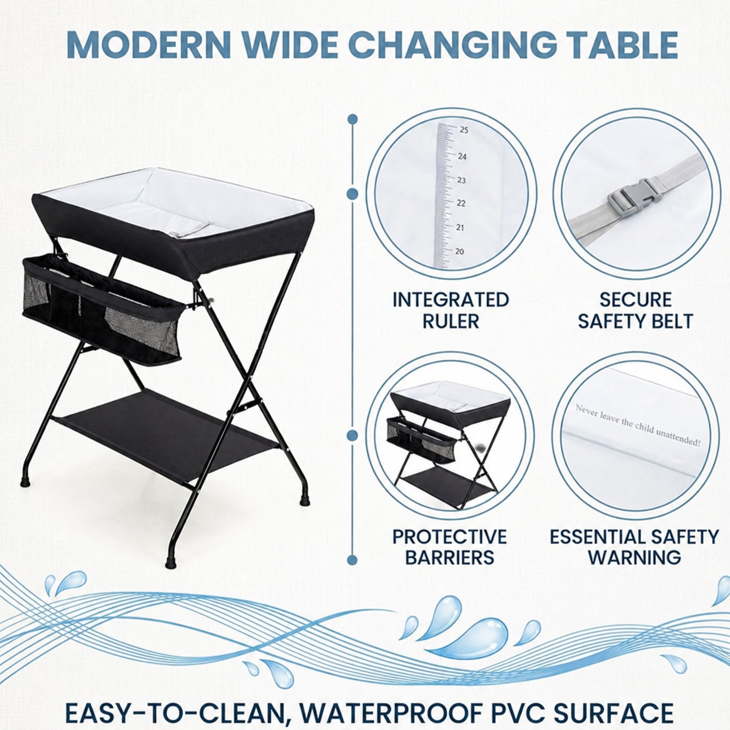 Portable Foldable Baby Change Table with Storage Basket and Shelf Nursery