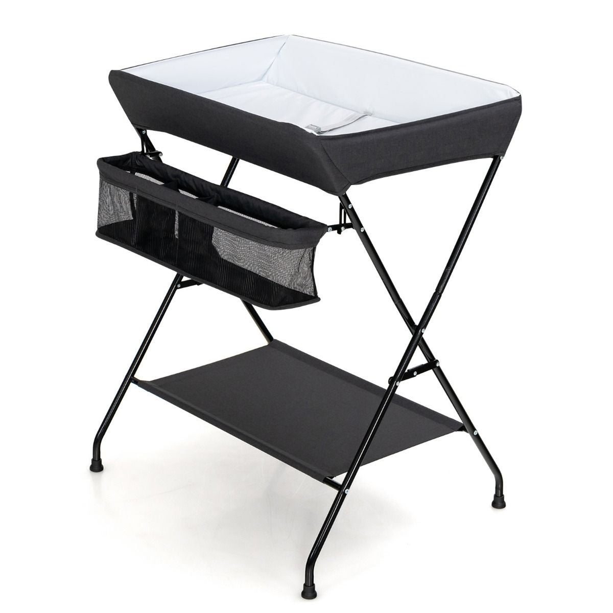 Portable Foldable Baby Change Table with Storage Basket and Shelf Nursery