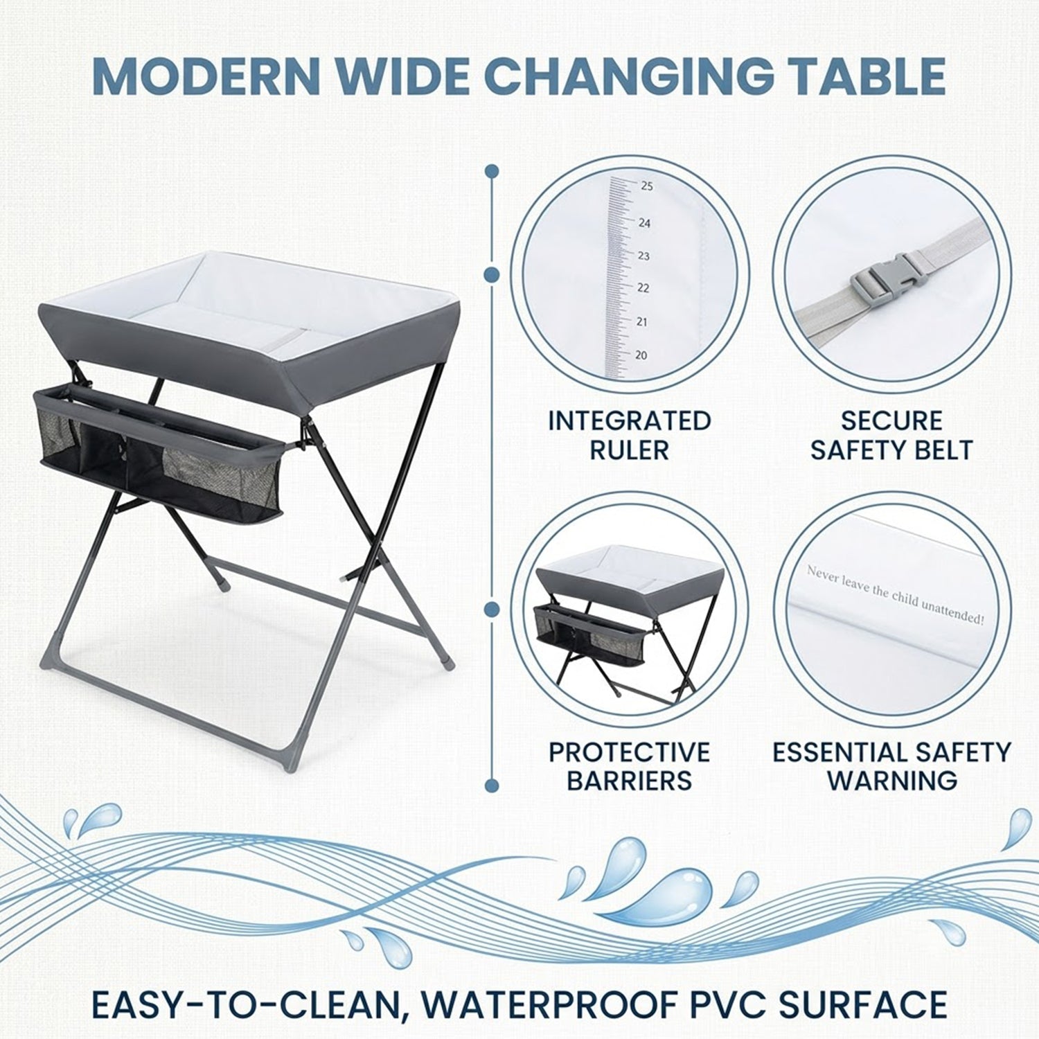 Portable Foldable Baby Change Table with Storage Basket and Shelf Nursery