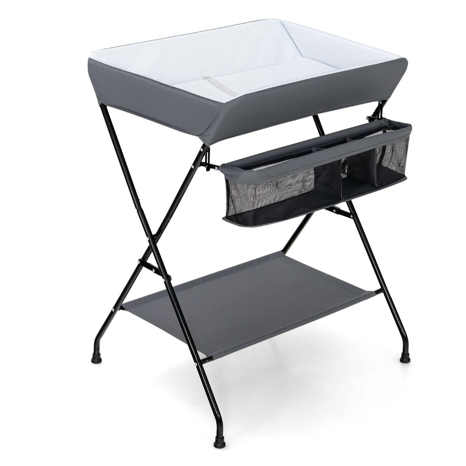 Portable Foldable Baby Change Table with Storage Basket and Shelf Nursery
