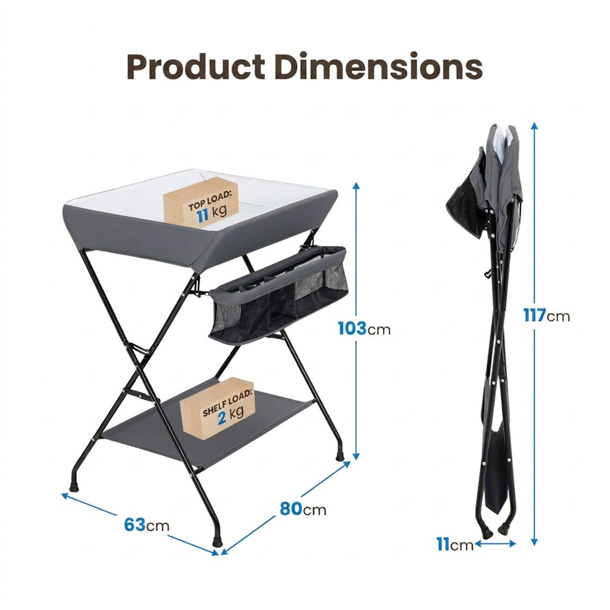 Portable Foldable Baby Change Table with Storage Basket and Shelf Nursery