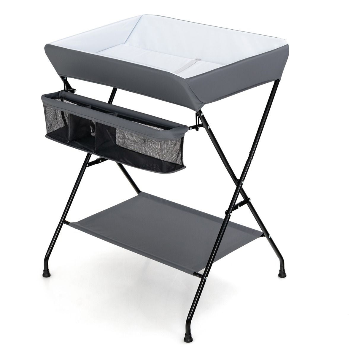 Portable Foldable Baby Change Table with Storage Basket and Shelf Nursery