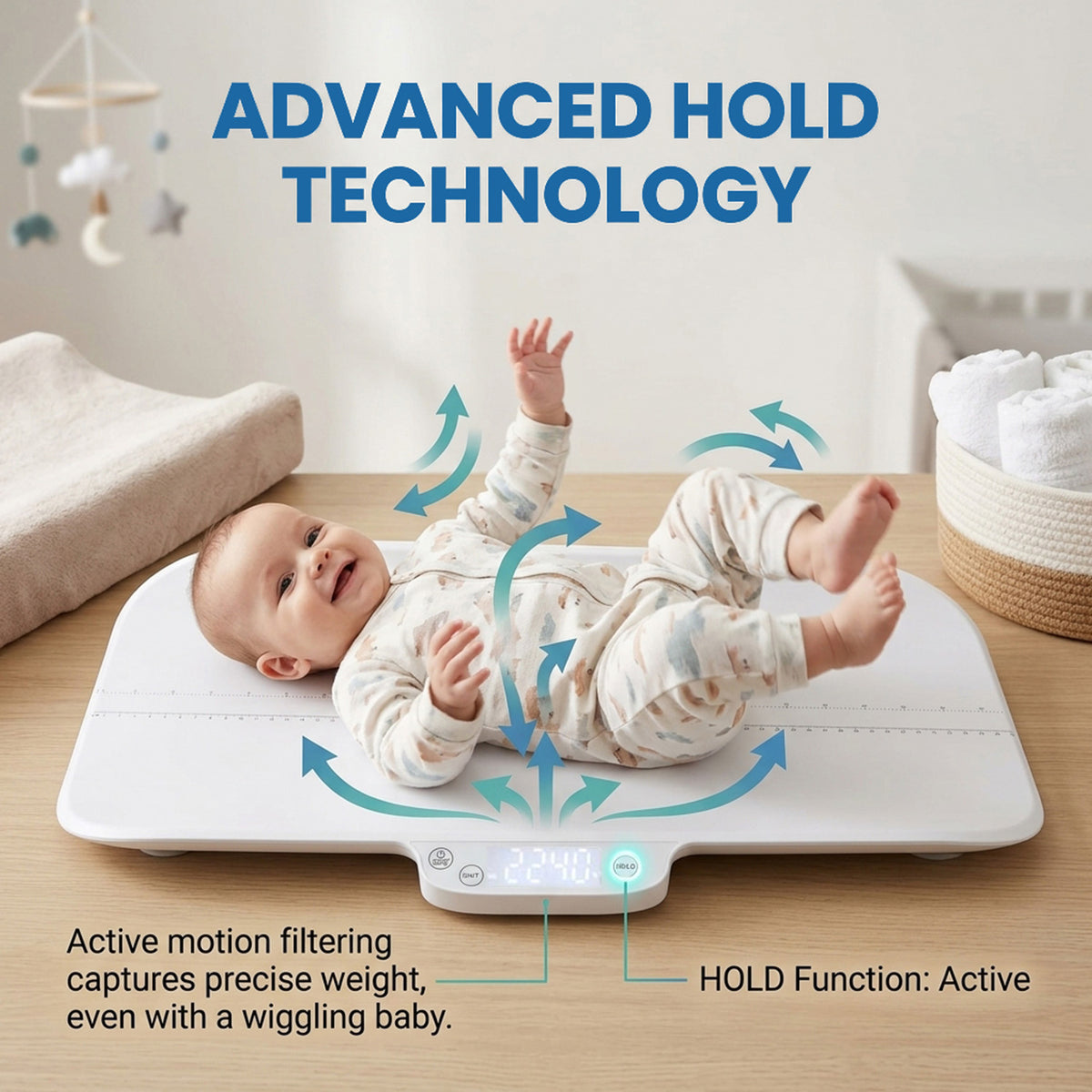 Digital Baby Scale 30kg Infant Toddler Pet Weight Height Tracker Tare Hold BMI
