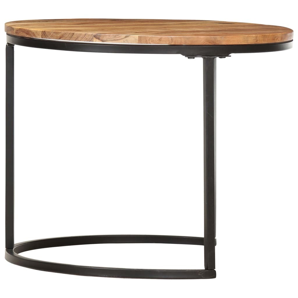 Nesting Tables 3 pcs Solid Acacia Wood Coffee Side Table Set Space Saving