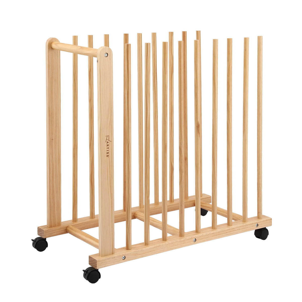 Artiss Art Drying & Storage Rack Caster Wheels Solid Wood Adjustable Slots Rack