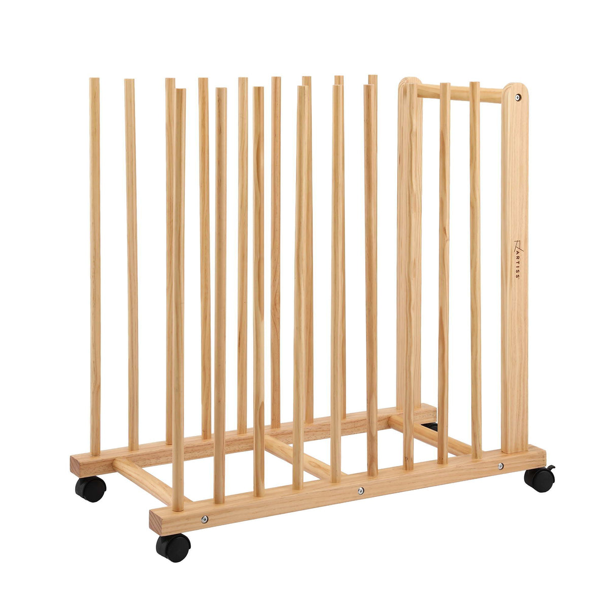 Artiss Art Drying & Storage Rack Caster Wheels Solid Wood Adjustable Slots Rack