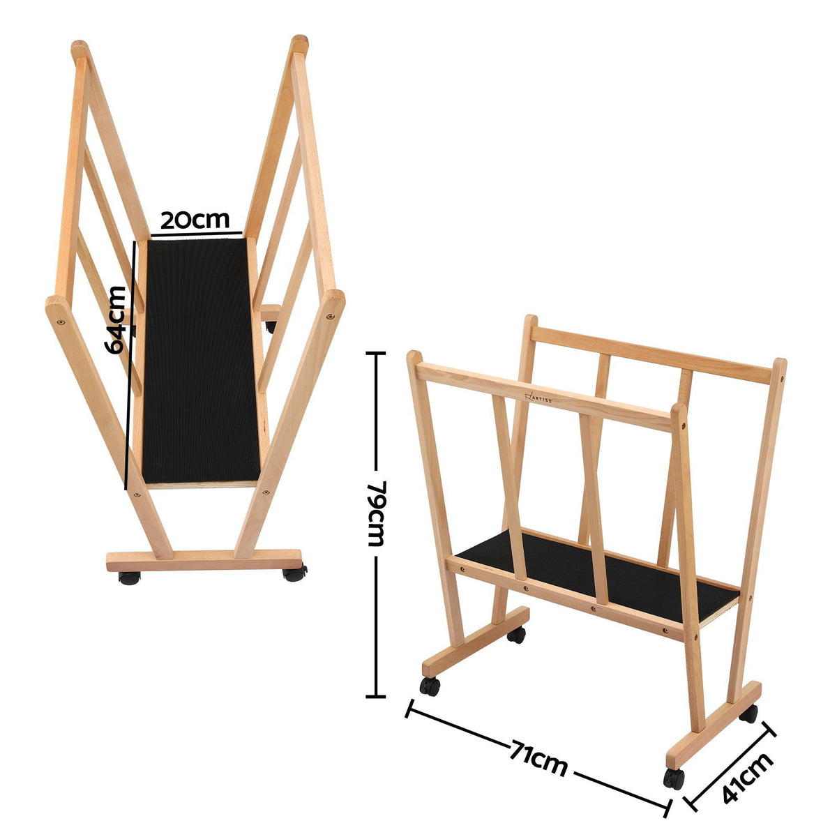 Artiss Art Display Wooden Print Rack Castors Canvas Drying & Storage Rack Panels
