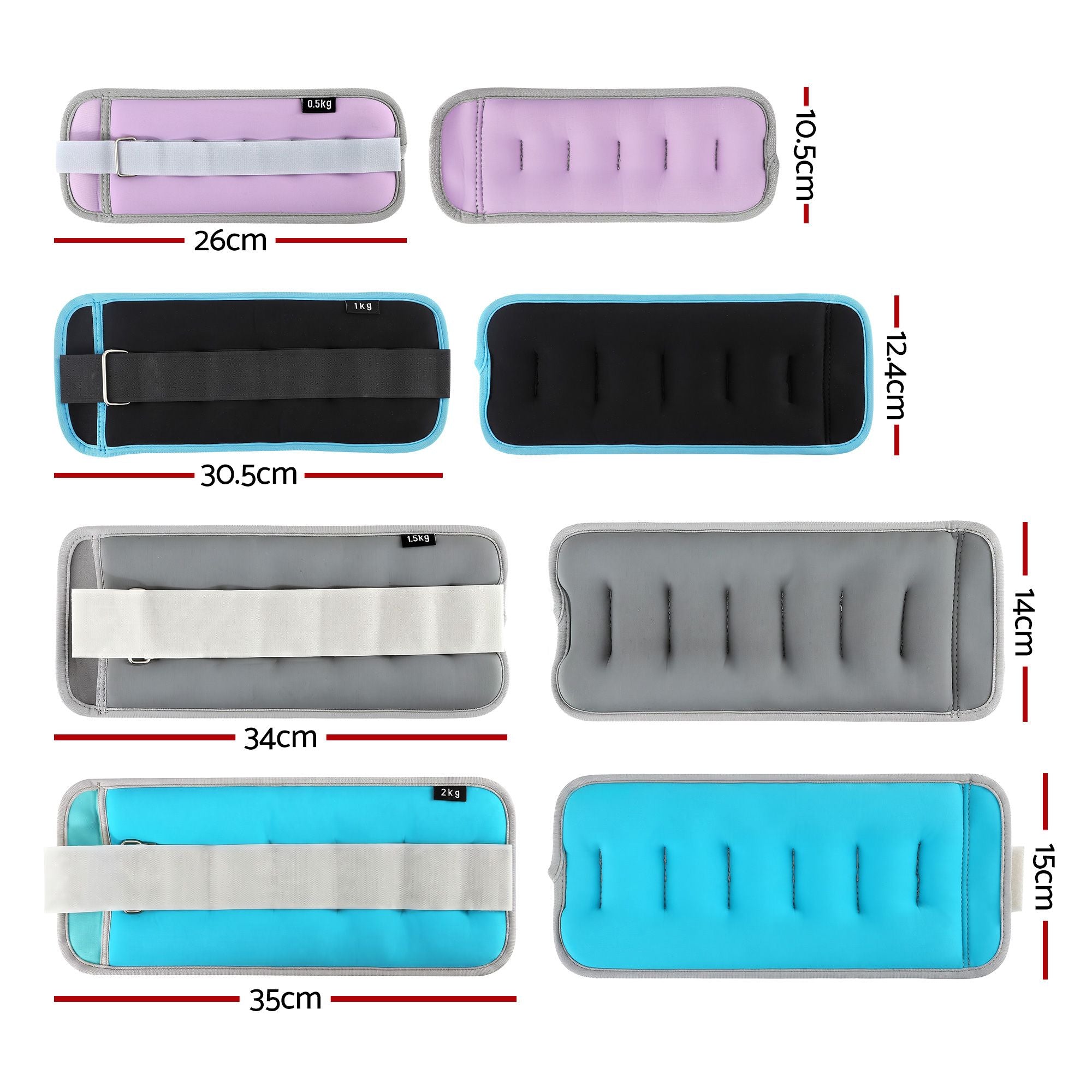 Everfit Ankle Wrist 4 Colours Set with Wearable Leg Arm Weights with Secure Fit