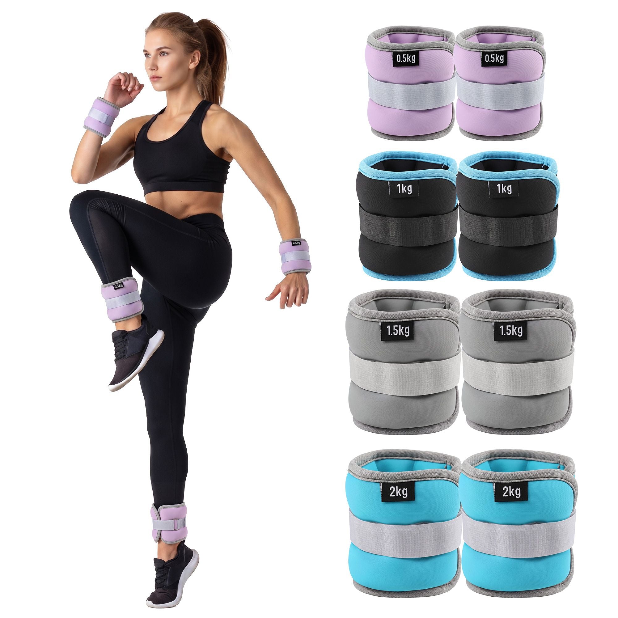Everfit Ankle Wrist 4 Colours Set with Wearable Leg Arm Weights with Secure Fit