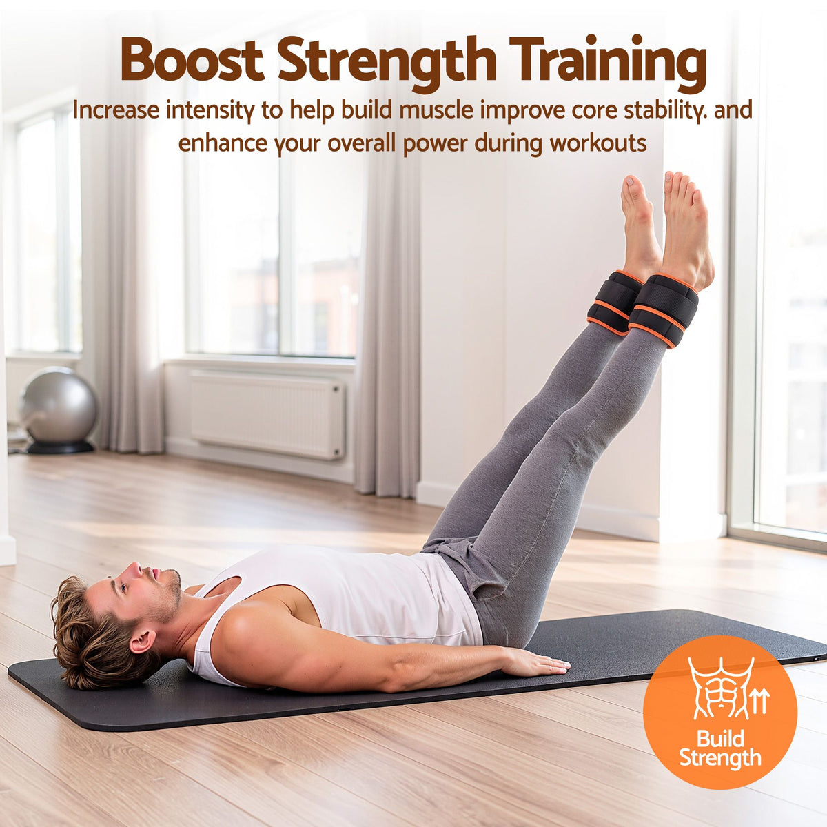 Everfit Adjustable Ankle Weights 1 Pair (0.9-4.55Kg) Removable Sandbags