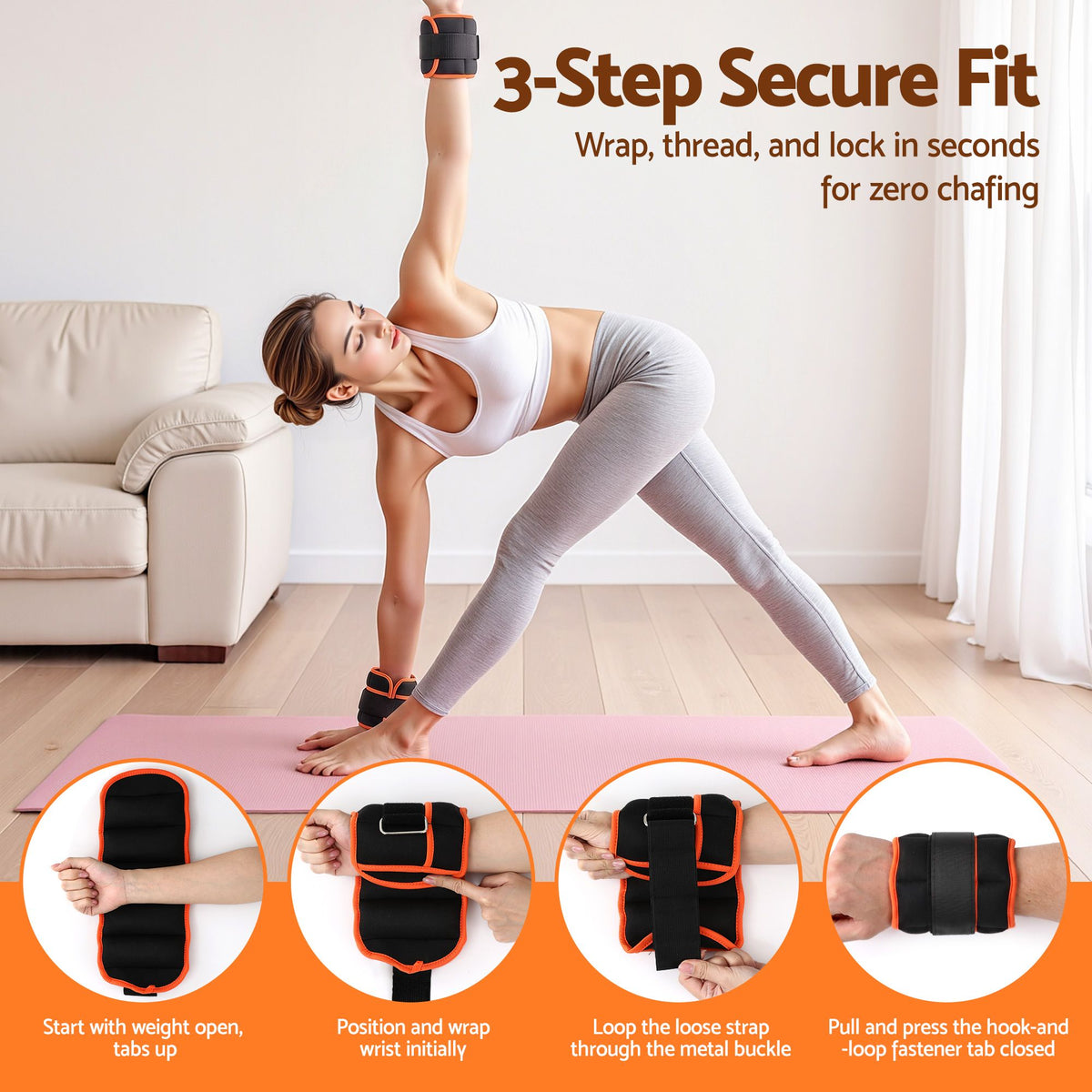 Everfit Adjustable Ankle Weights 1 Pair (0.9-4.55Kg) Removable Sandbags