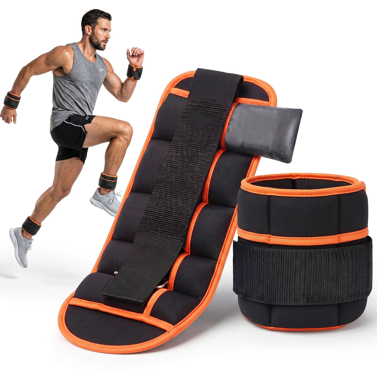 Everfit Adjustable Ankle Weights 1 Pair (0.9-4.55Kg) Removable Sandbags