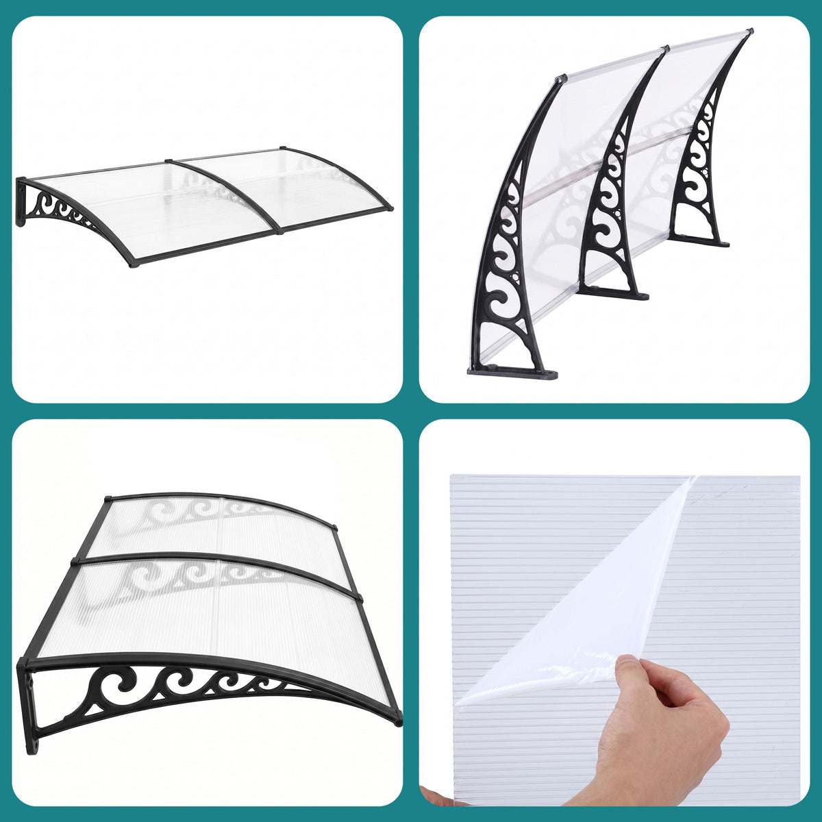 Instahut Window Door Awning 0.8mx2m Transparent