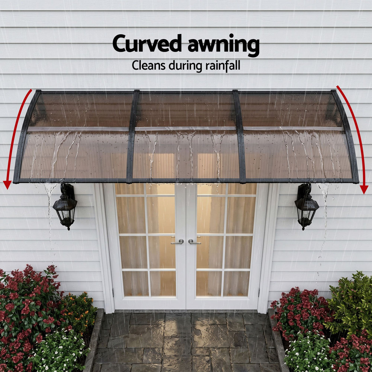 Instahut Window Door Awning 0.8mx3m Brown