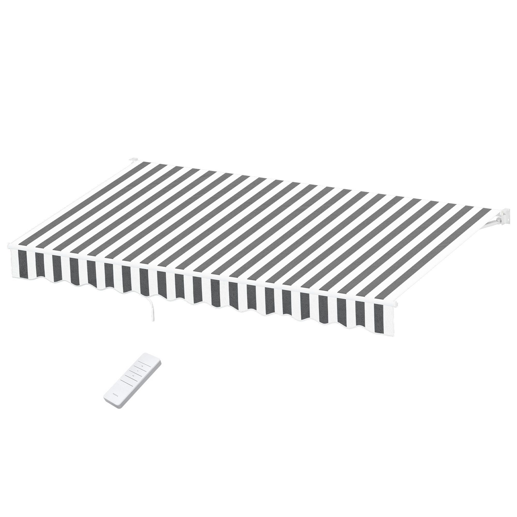 Instahut Retractable Folding Arm Awning Motorised Sunshade 4.5Mx3M Grey White