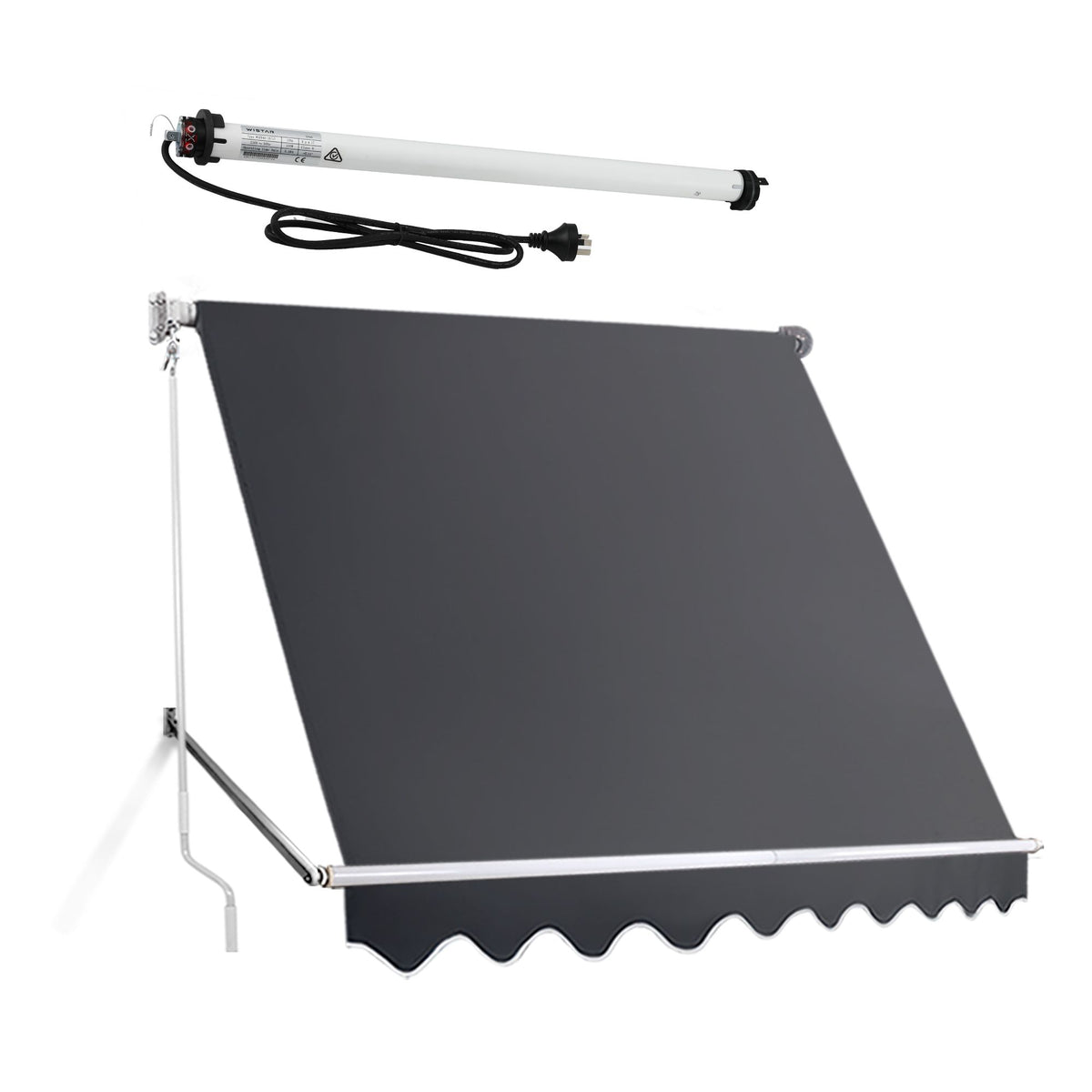 Instahut Motorised Pivot Arm Awning Window Sun Shade 2.4 X 2.1M Grey