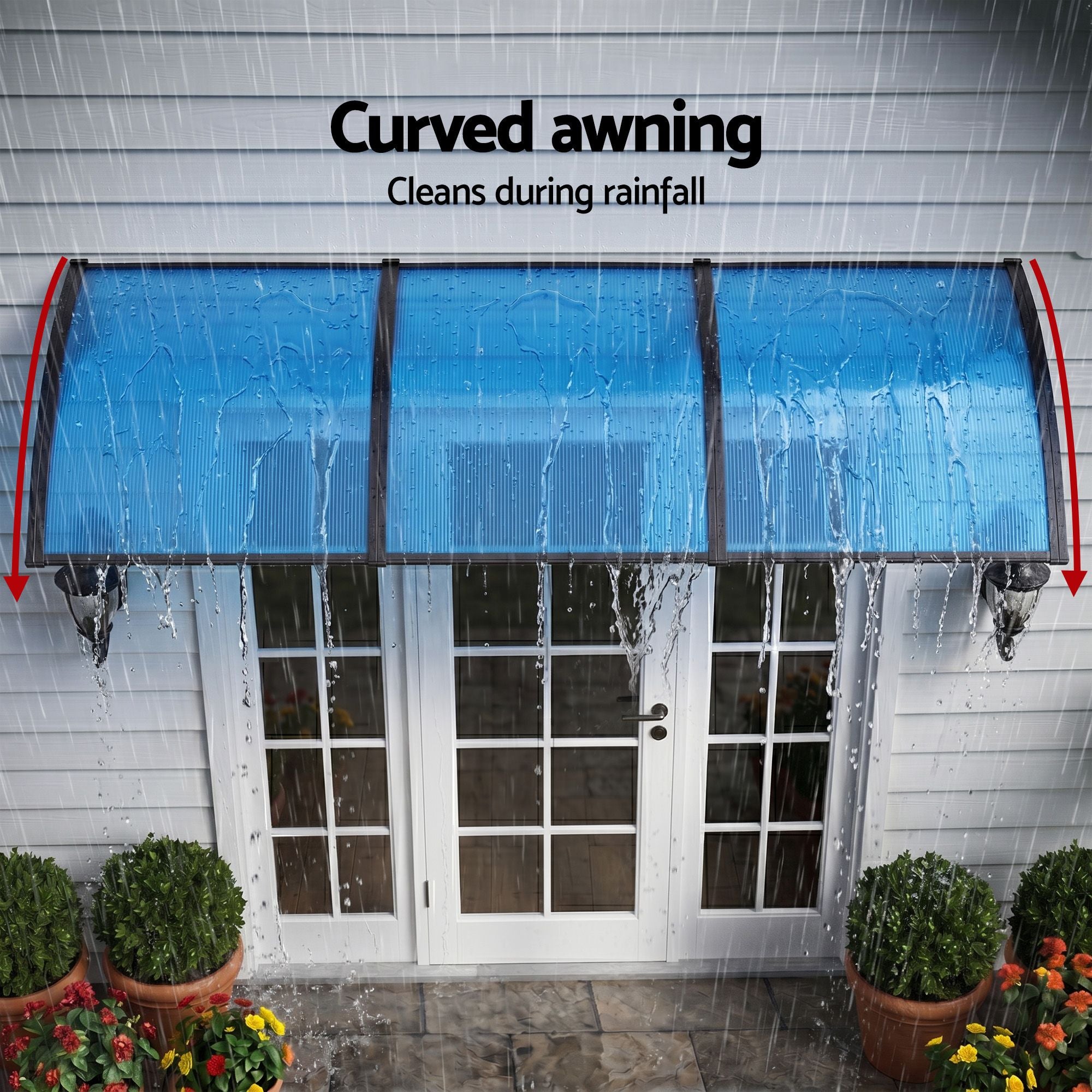 Instahut Window Door Awning 1mx3m Blue