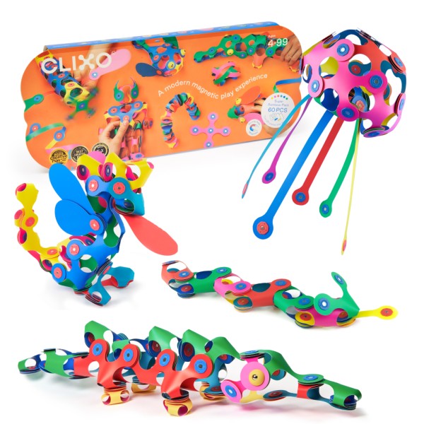 Clixo Super Rainbow Pack 60 Pieces Magnetic Play Ages 4+