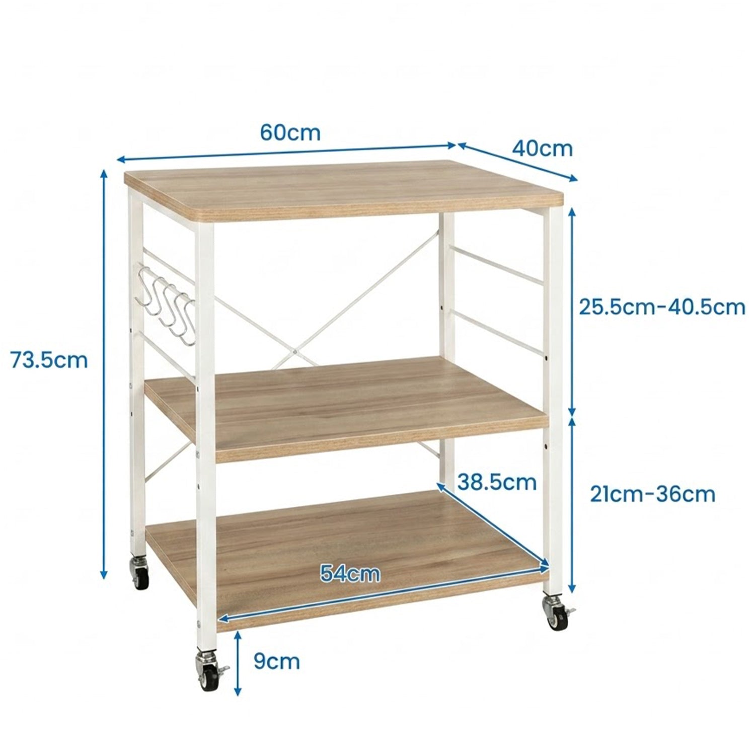 Kitchen Pantry Cabinet 4 Door & 3 Tier Rolling Storage Cart Combo Set White
