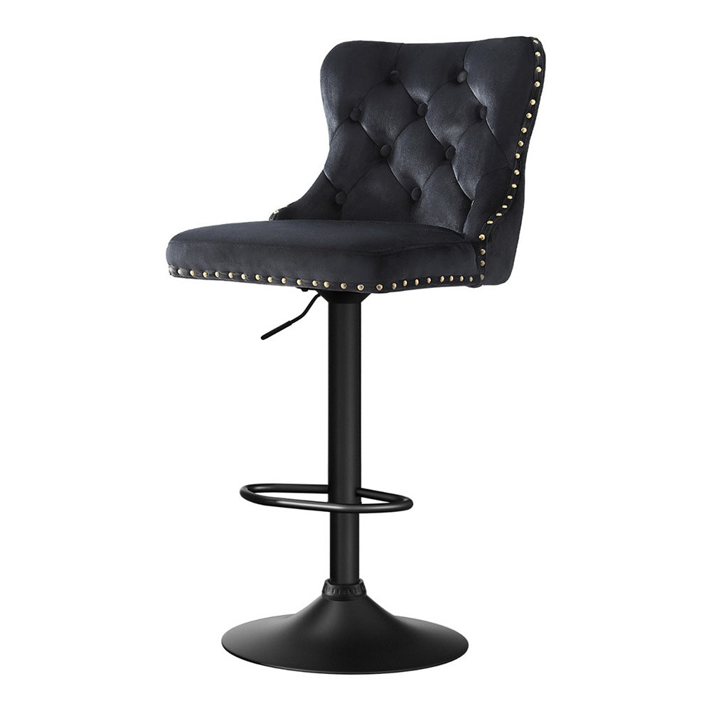 Artiss 1x Velvet Bar Stool Adjustable Height Nailhead Trim Kitchen Counter Stool