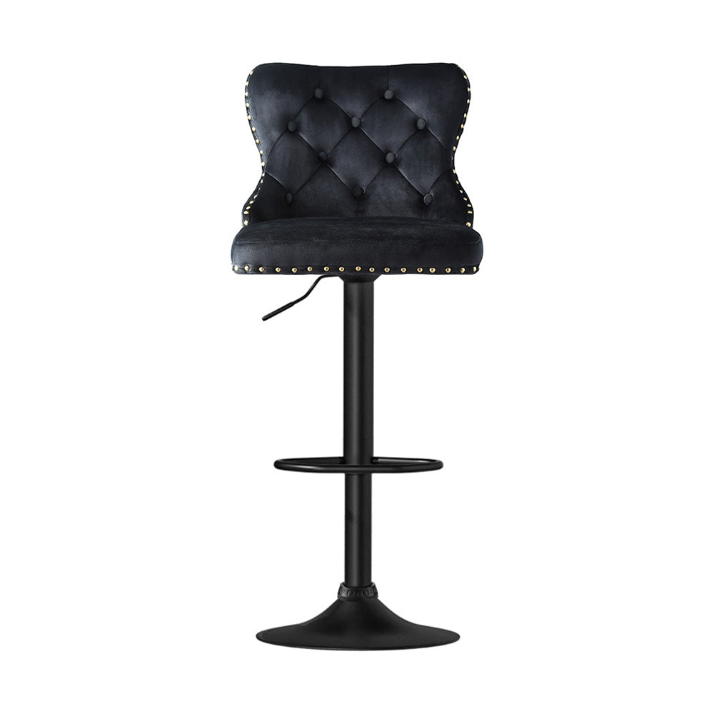 Artiss 4x Velvet Bar Stool Adjustable Height Nailhead Trim Kitchen Counter Stool