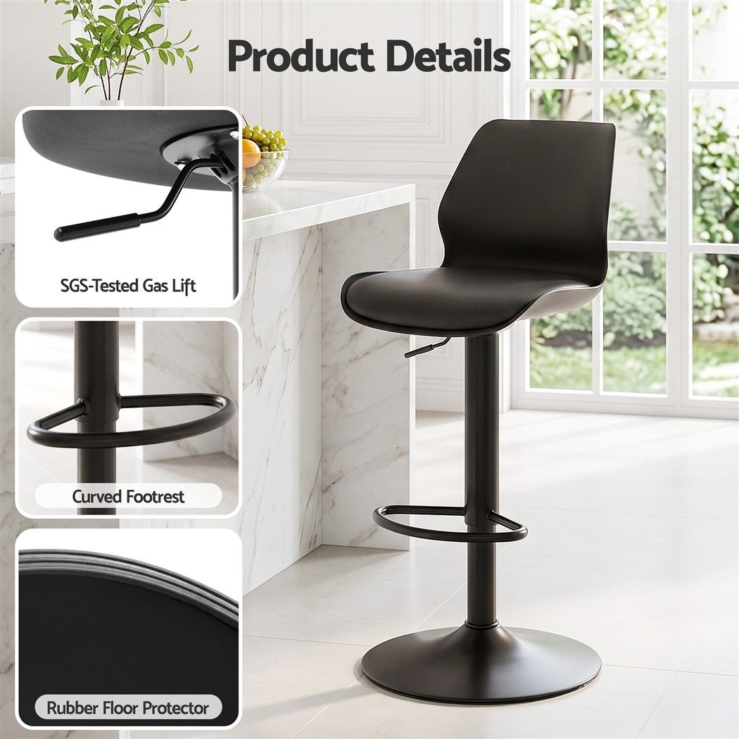 Artiss 4x Bar Stools Counter Chair Gas Lift Kitchen Extra Higher Back PP Black