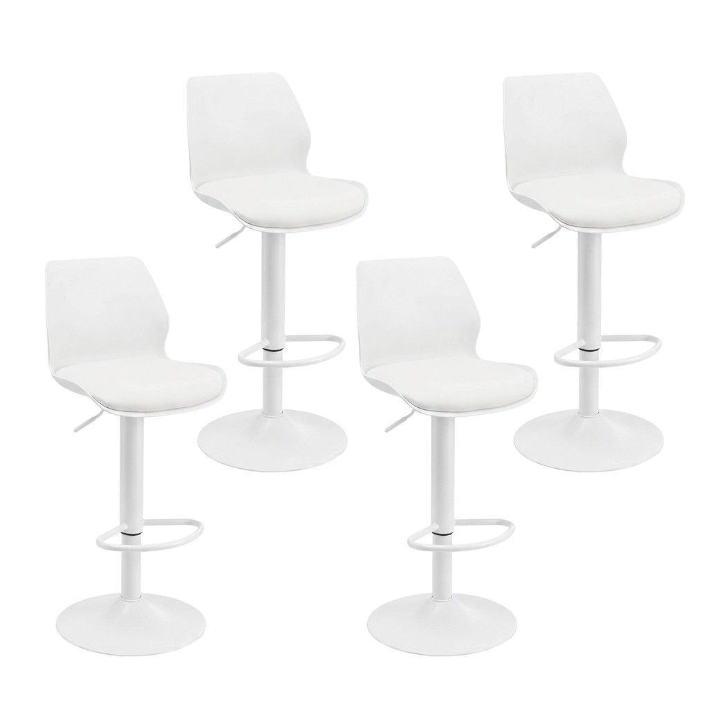 Artiss 4x Bar Stools Counter Chair Gas Lift Kitchen High PP Backrest PU White