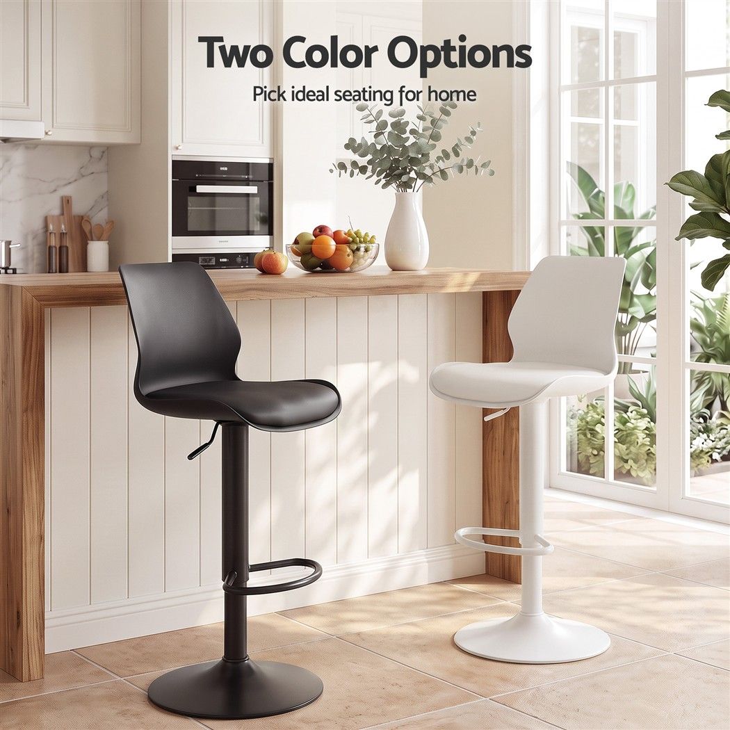Artiss 4x Bar Stools Counter Chair Gas Lift Kitchen High PP Backrest PU White