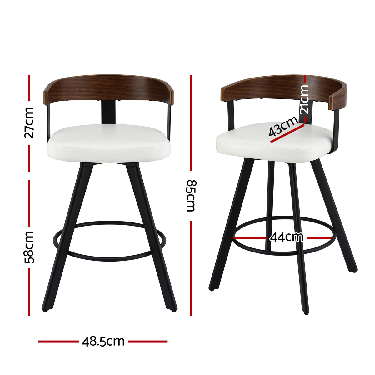Artiss Bar Stools Swivel Counter Height Bentwood Backrest Set of 3 White