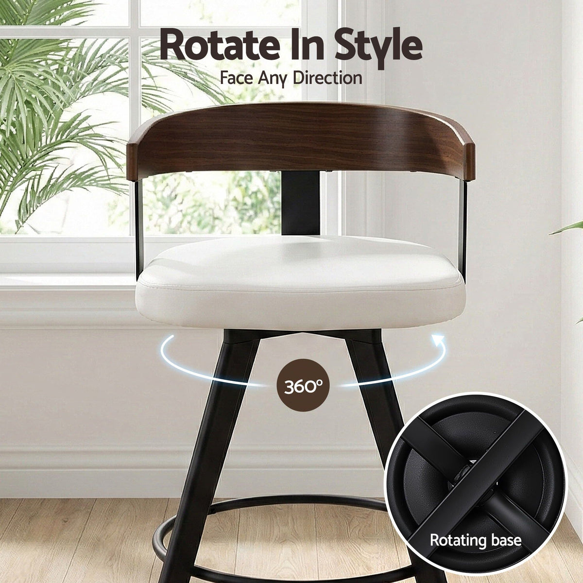 Artiss Bar Stools Swivel Counter Height Bentwood Backrest Set of 3 White