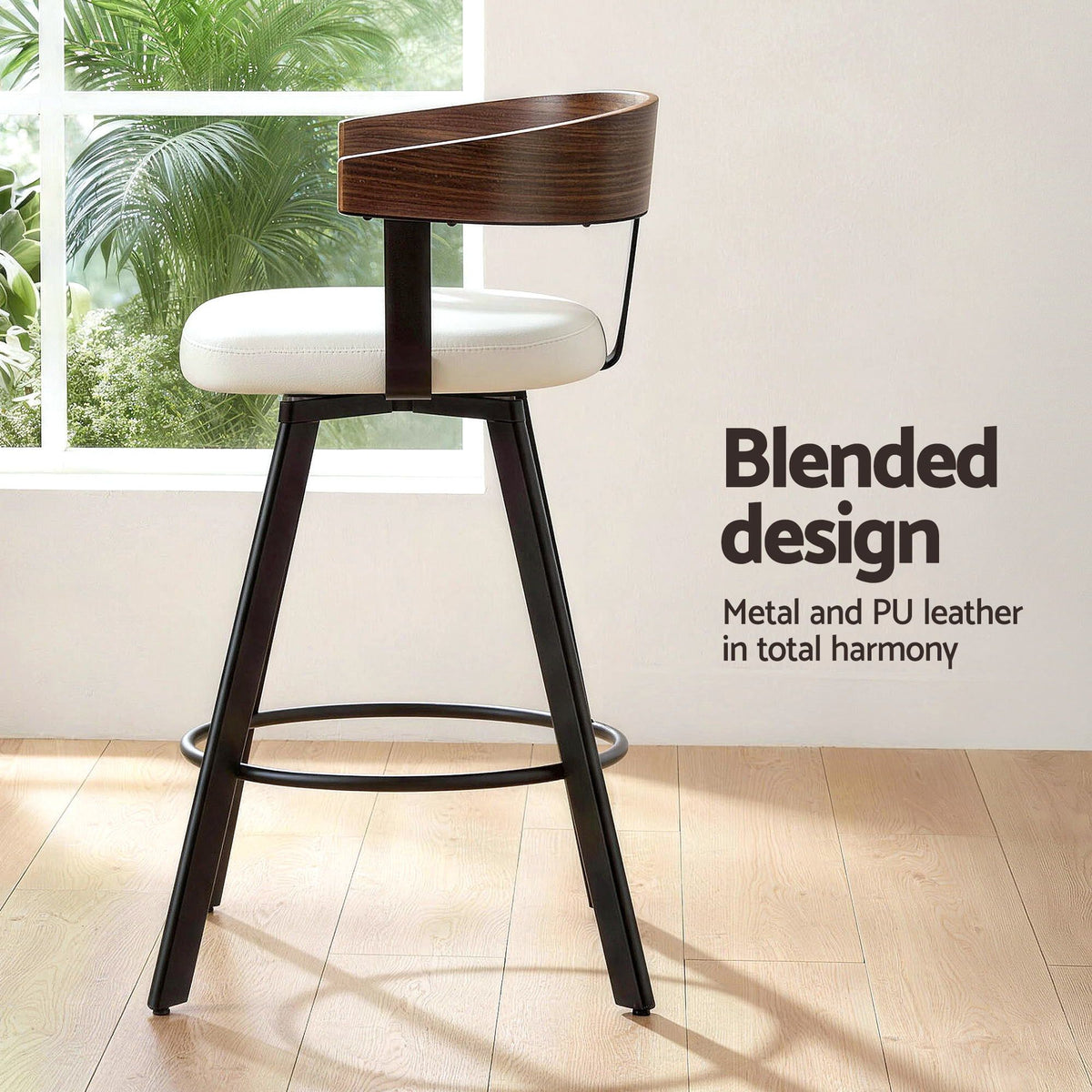 Artiss Bar Stools Swivel Counter Height Bentwood Backrest Set of 3 White