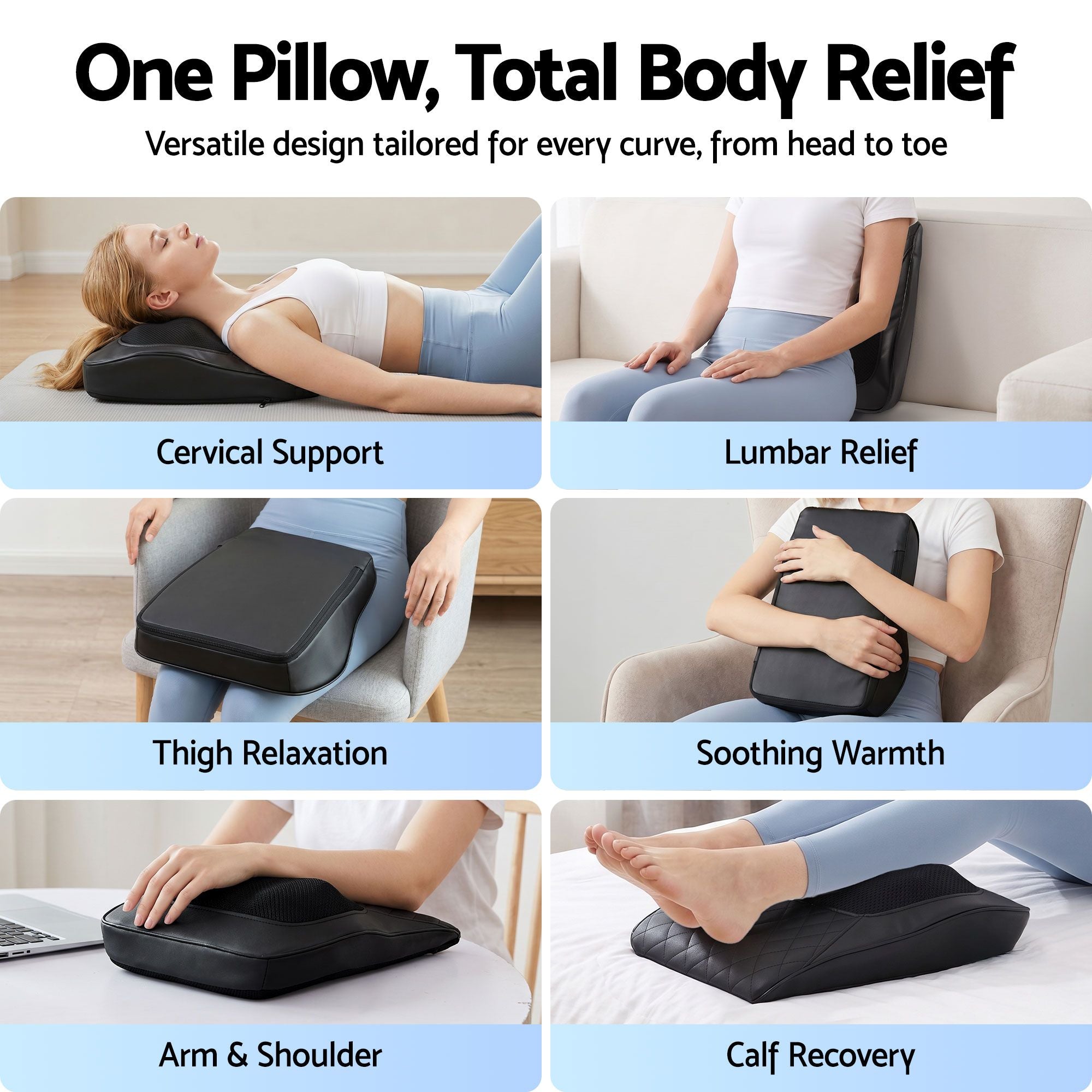 Livemor Back Massager with Heat and Traction, Neck and Shoulder Massage Pillow, Ergonomic Backrest for Office Chair & Sofa