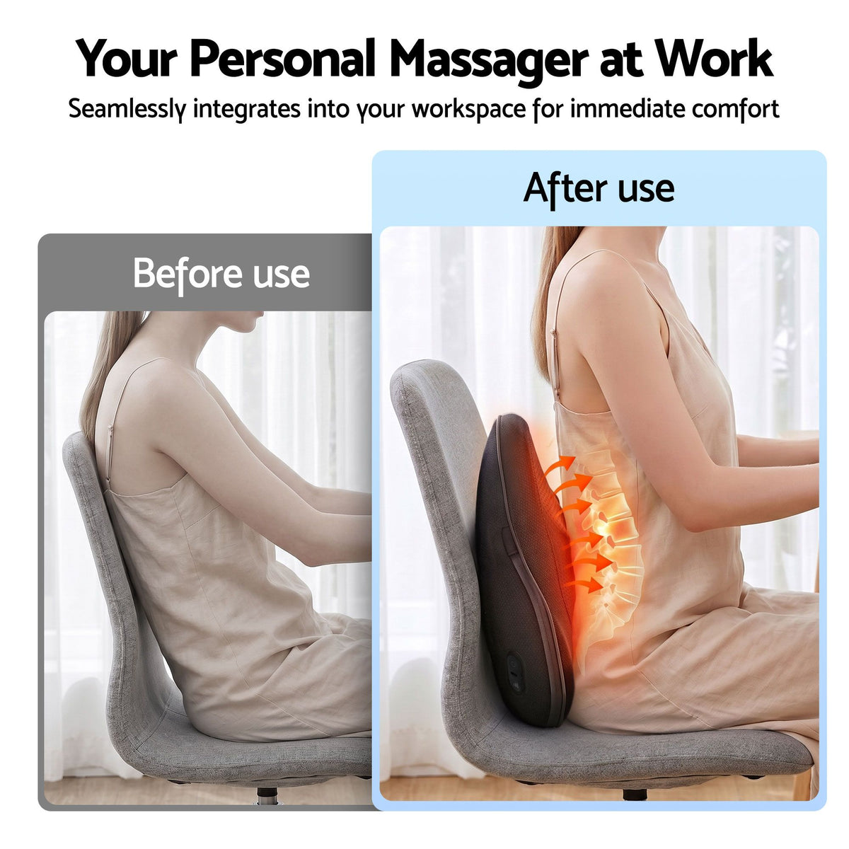 Livemor Back Massager with Heat, Cordless Electric Neck & Shoulder Massager Pillow, 3-Speed Deep Tissue Kneading for Lumbar, Thigh & Calf, Portable Muscle Relief