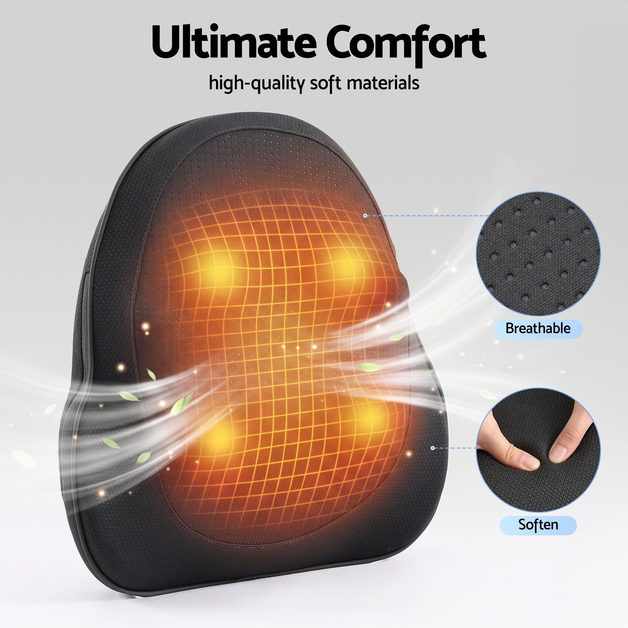 Livemor Back Massager with Heat, Cordless Electric Neck & Shoulder Massager Pillow, 3-Speed Deep Tissue Kneading for Lumbar, Thigh & Calf, Portable Muscle Relief
