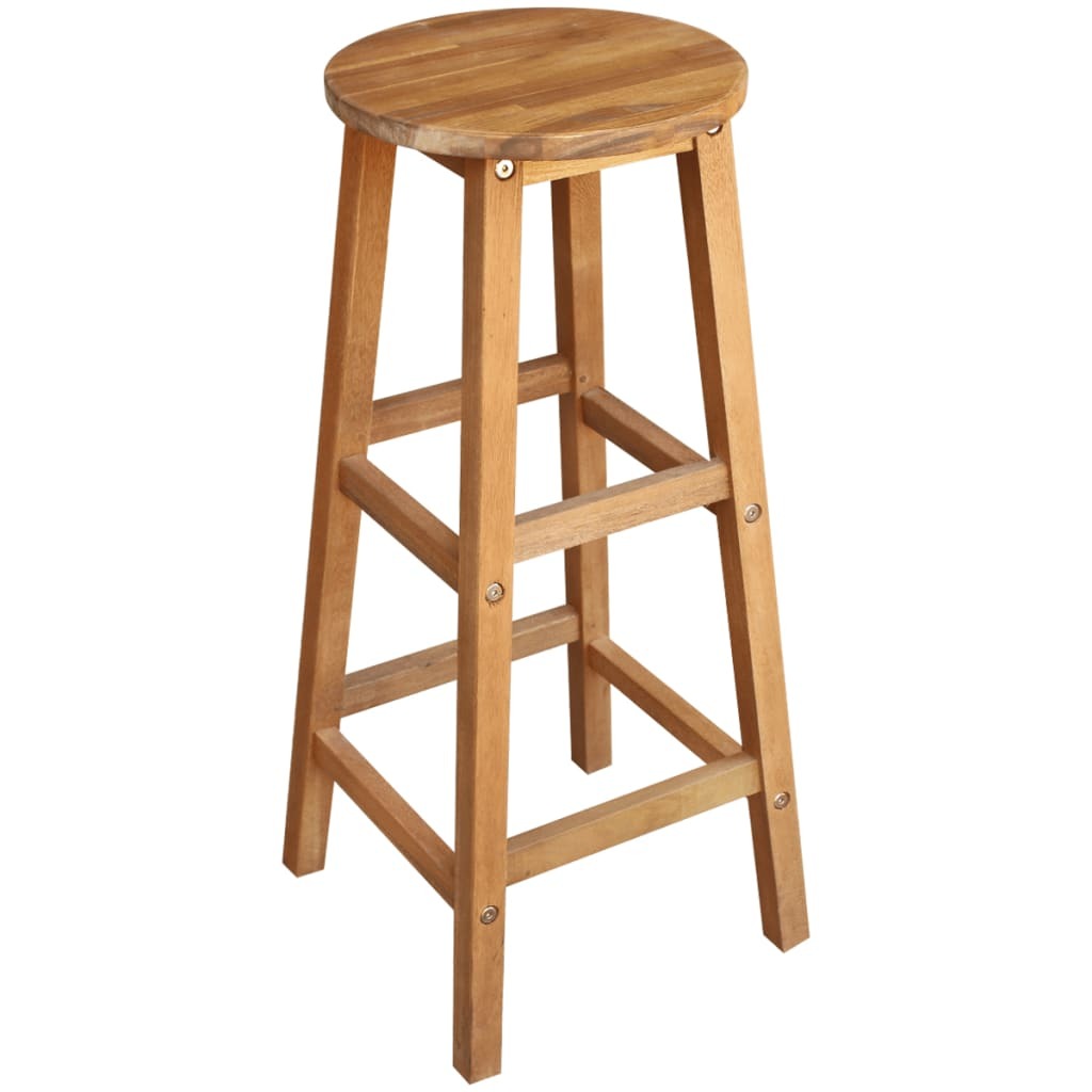 Bar Table and Stool Set 7 Piece Solid Acacia Wood Outdoor Garden Natural
