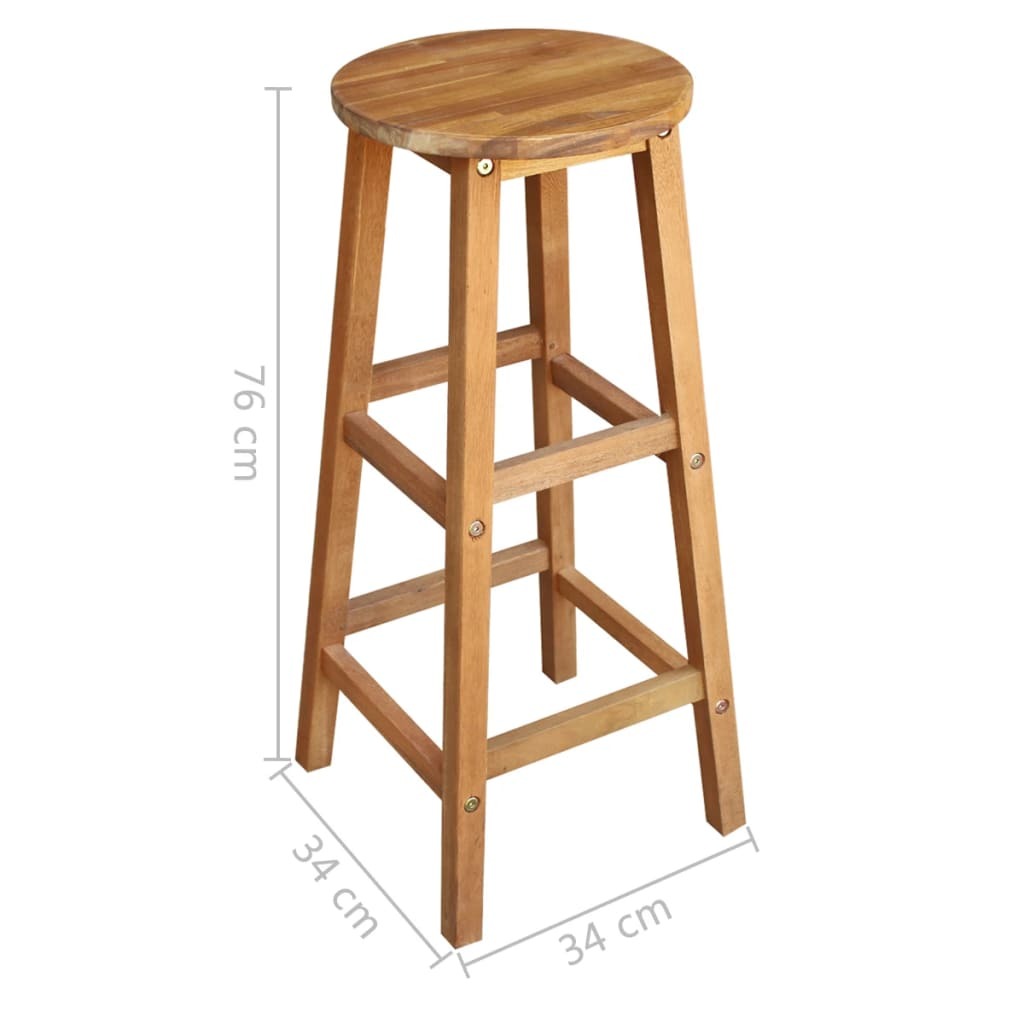 Bar Table and Stool Set 7 Piece Solid Acacia Wood Outdoor Garden Natural