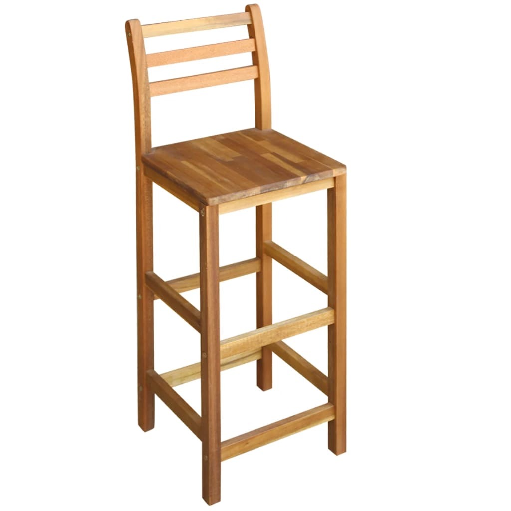 Bar Table and Chair Set 7 Piece Solid Acacia Wood Outdoor Garden Natural