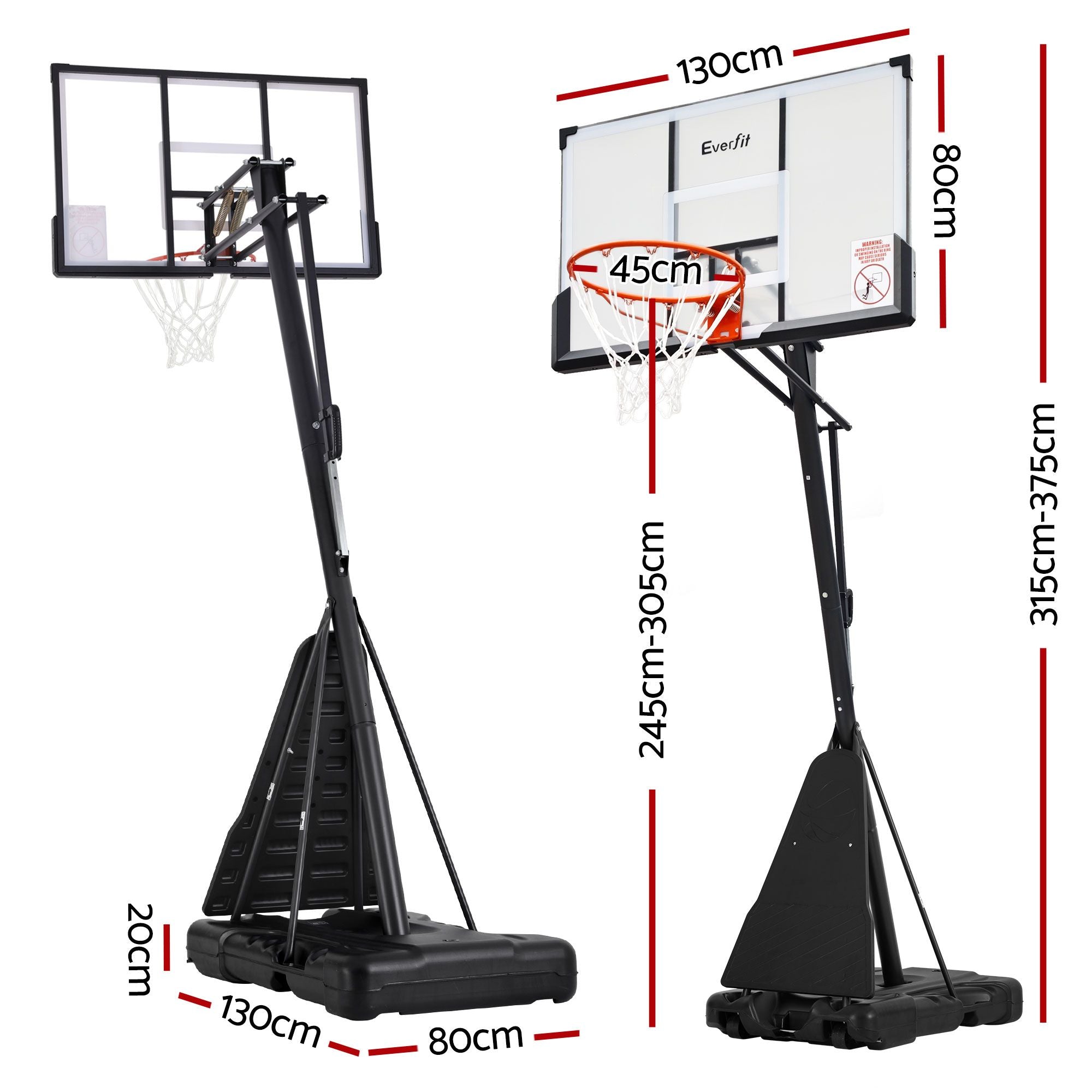 Everfit 3.05M Basketball Hoop Stand System Portable Height Adjustable Net Ring