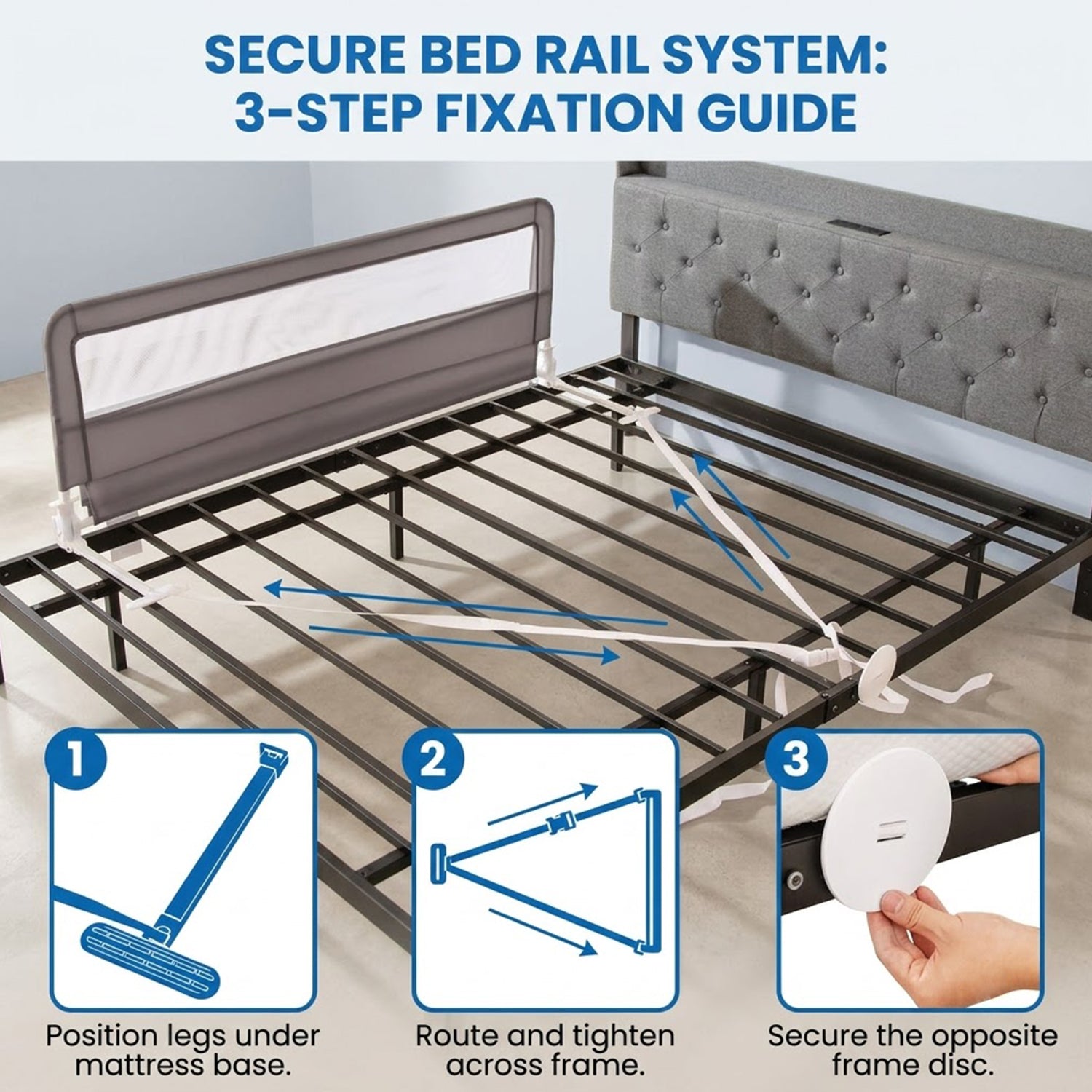 Foldable Toddler Bed Guard Rail 150cm Safety Barrier Removable Cover BPA Free