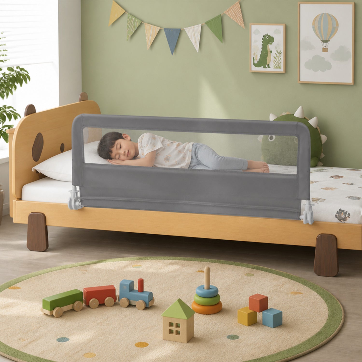 Foldable Toddler Bed Guard Rail 150cm Safety Barrier Removable Cover BPA Free