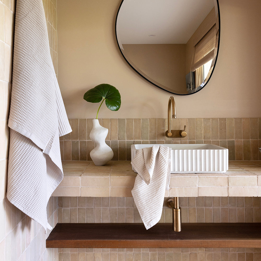 Bambury Waffle Bath Towel - Pebble