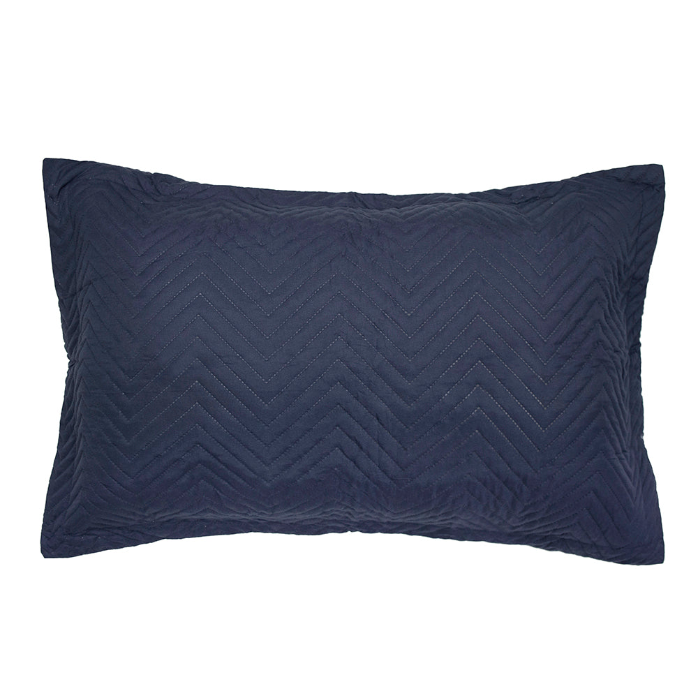 Bambury Herringbone Embossed Coverlet Set - Navy