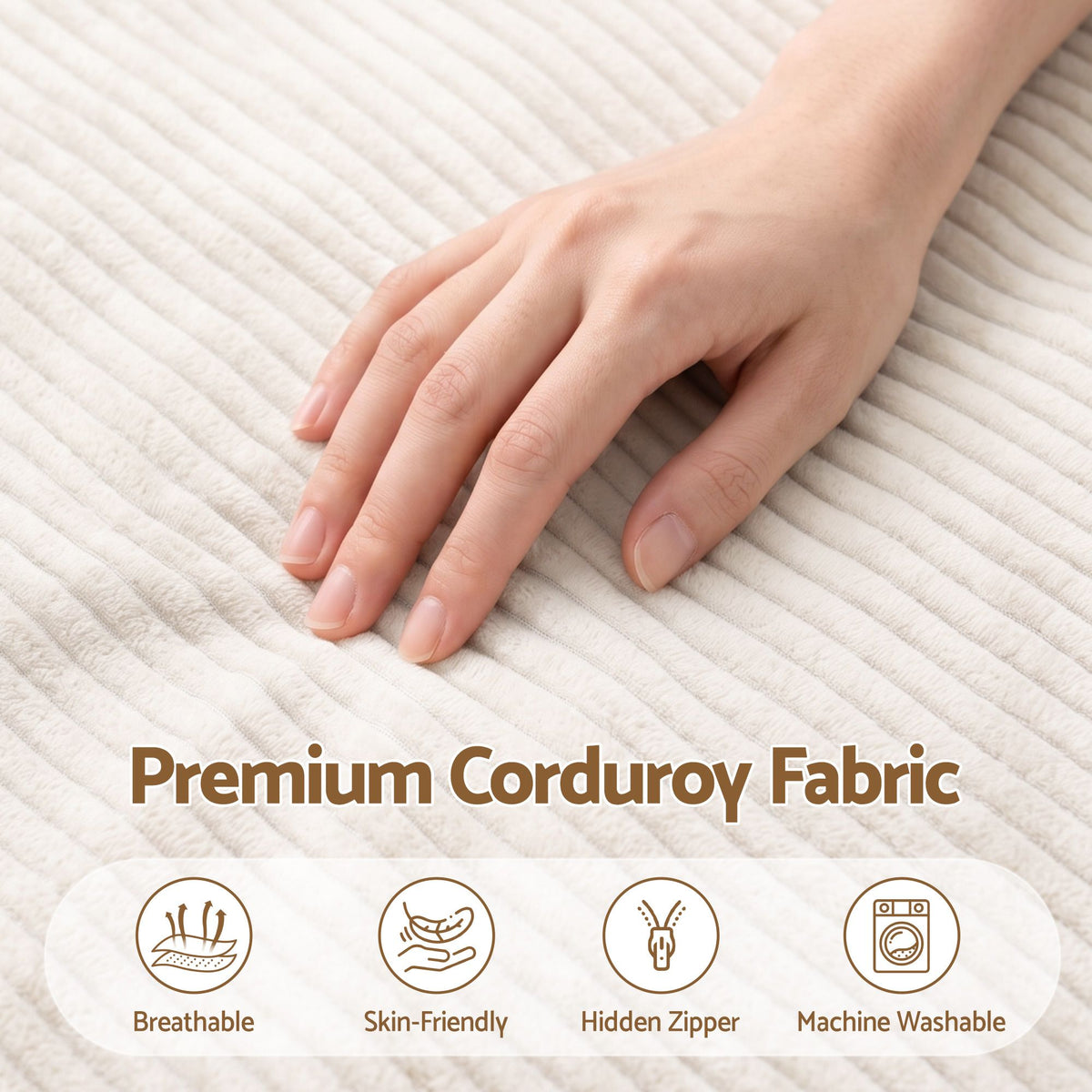 Artiss 3 in 1 Bean Bag Chair Cover No Filler Convertible Corduroy Beige