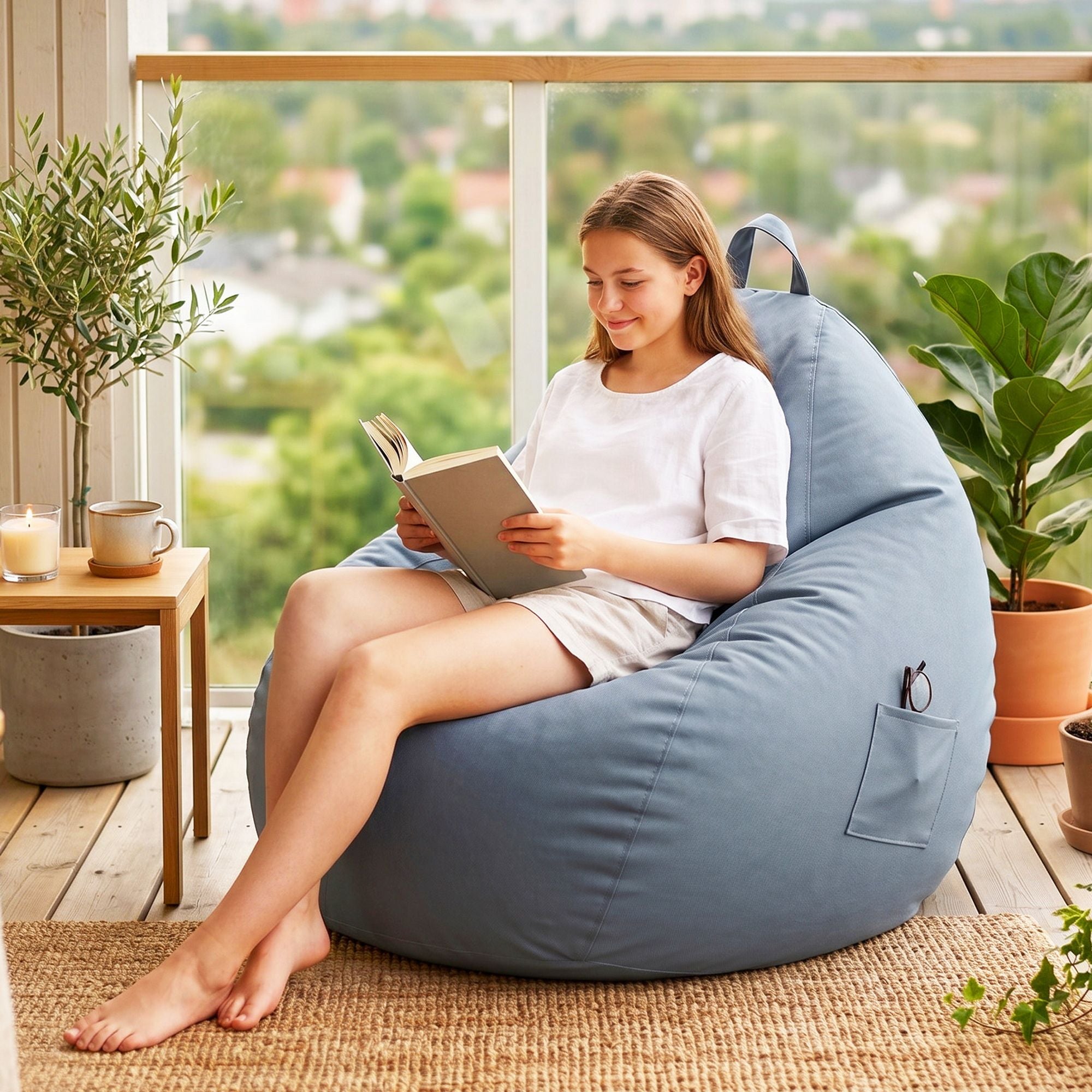 Artiss Outdoor Bean Bag Chair Cover Splash-Proof Stuffable Sofa Cover Grey