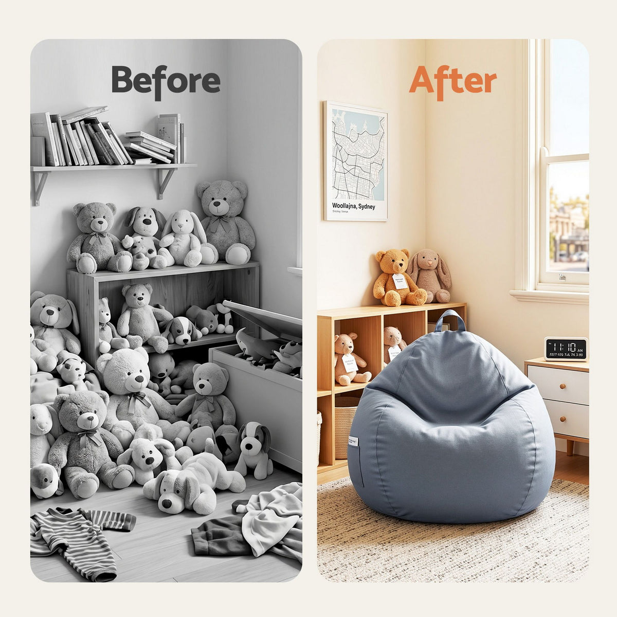 Artiss Outdoor Bean Bag Chair Cover Splash-Proof Stuffable Sofa Cover Grey