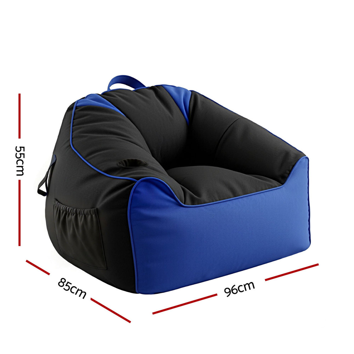 Artiss Gaming Bean Bag Chair Cover with Pockets, Cup Holder, Headphone Hanger