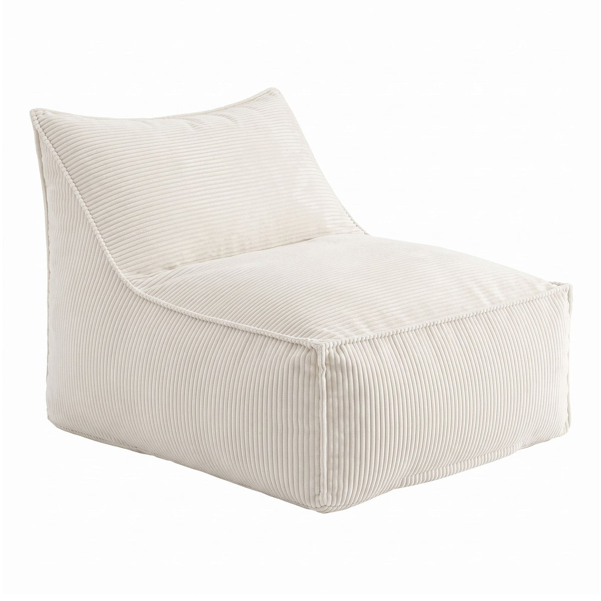 Artiss Bean Bag Chair Cover No Filler Corduroy Washable L-Shaped Beige