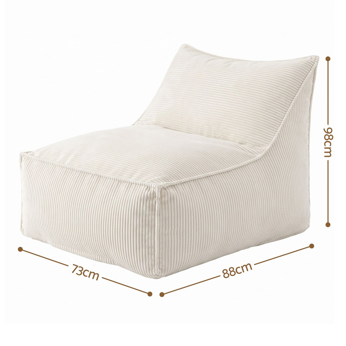 Artiss Bean Bag Chair Cover No Filler Corduroy Washable L-Shaped Beige