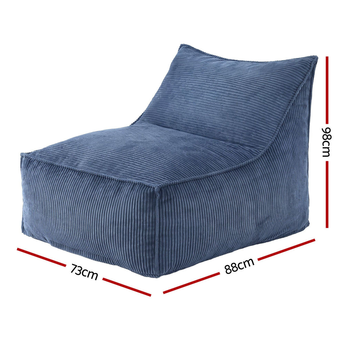 Artiss Bean Bag Chair Cover Soft Corduroy Storage Cover Washable Lazy Sofa Blue