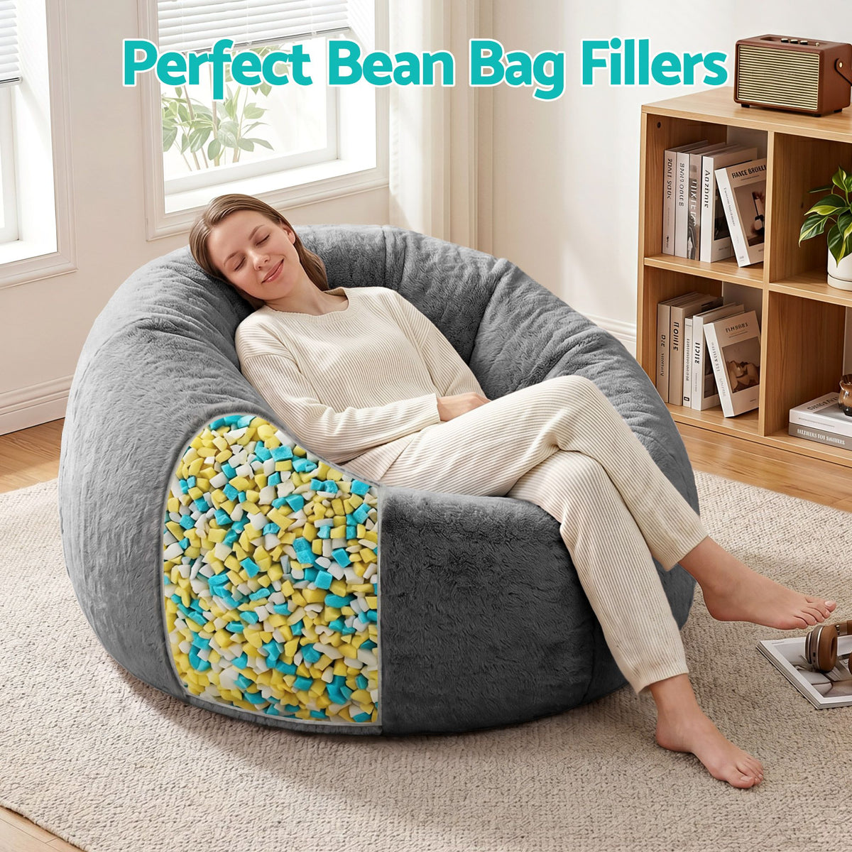 Artiss 5lbs Shredded Memory Foam Bean Bag Filler Soft High-Density Stuffing